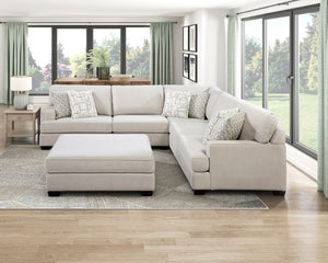 English Elm Ottoman Oversized Microfiber Pocket Coil Seating Accent for Living Room or Den Beige Chenille B011P575981