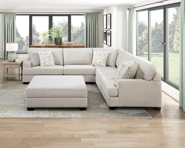 English Elm Ottoman Oversized Microfiber Pocket Coil Seating Accent for Living Room or Den Beige Chenille B011P575981