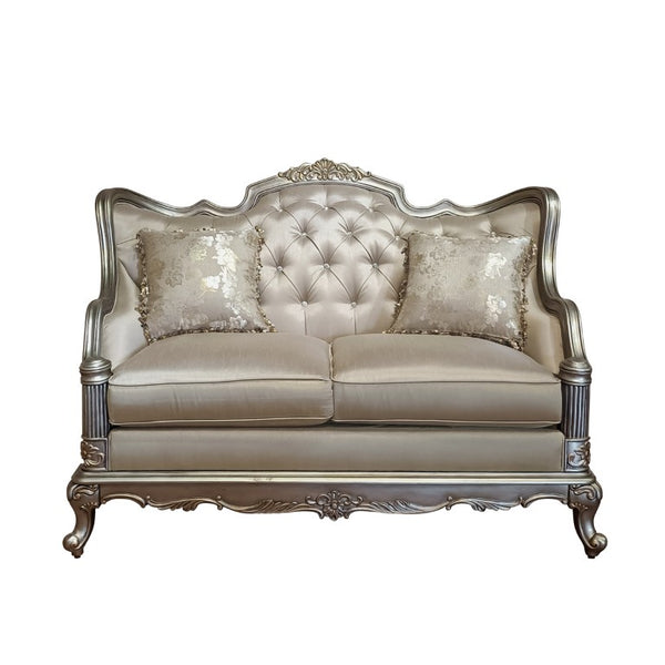 English Elm Love Seat Jewel Tufted Silk Upholstered Baroque Loveseat for Formal Living Rooms B011P575985