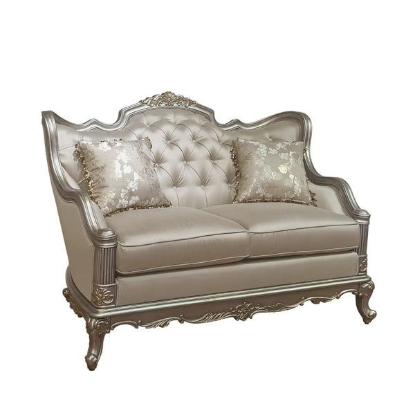 English Elm Love Seat Jewel Tufted Silk Upholstered Baroque Loveseat for Formal Living Rooms B011P575985