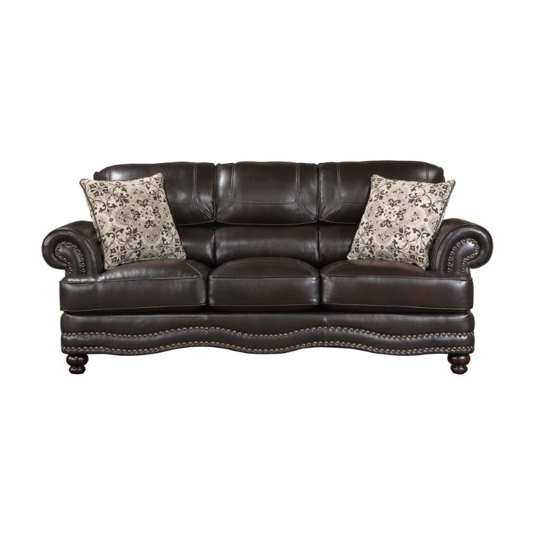 English Elm Sofa Faux Leather Traditional Rolled Arm Nailhead Trim Classic Living Room Seat B011P575987
