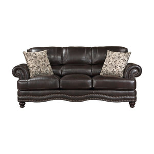 English Elm Sofa Faux Leather Traditional Rolled Arm Nailhead Trim Classic Living Room Seat B011P575987