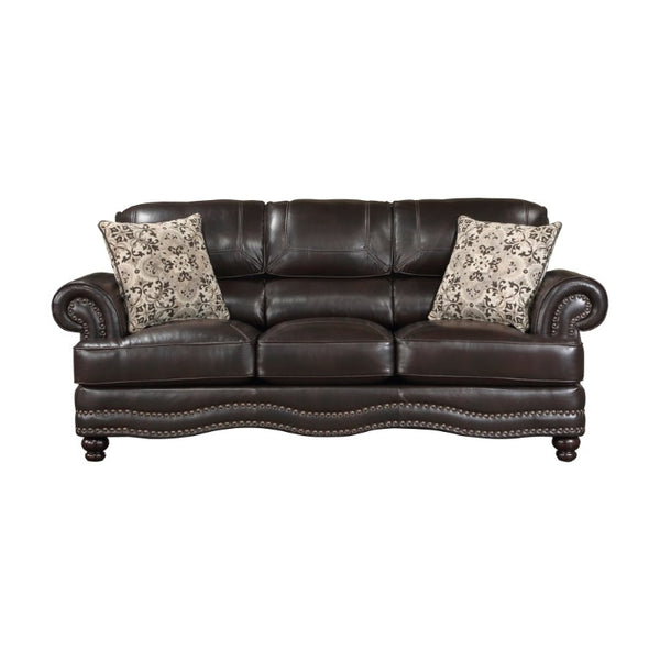 English Elm Sofa Faux Leather Traditional Rolled Arm Nailhead Trim Classic Living Room Seat B011P575987