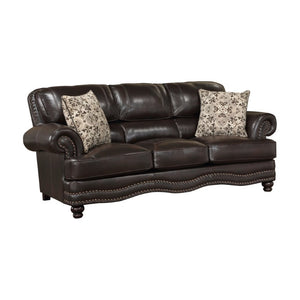 English Elm Sofa Faux Leather Traditional Rolled Arm Nailhead Trim Classic Living Room Seat B011P575987
