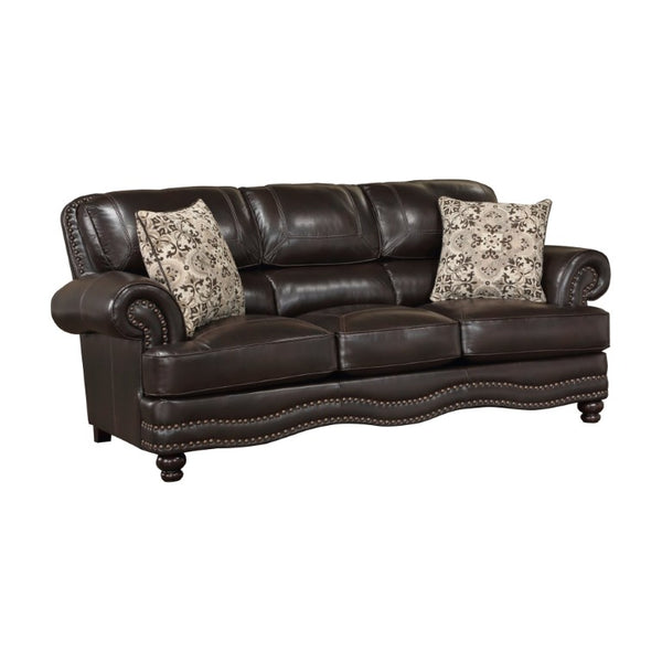 English Elm Sofa Faux Leather Traditional Rolled Arm Nailhead Trim Classic Living Room Seat B011P575987