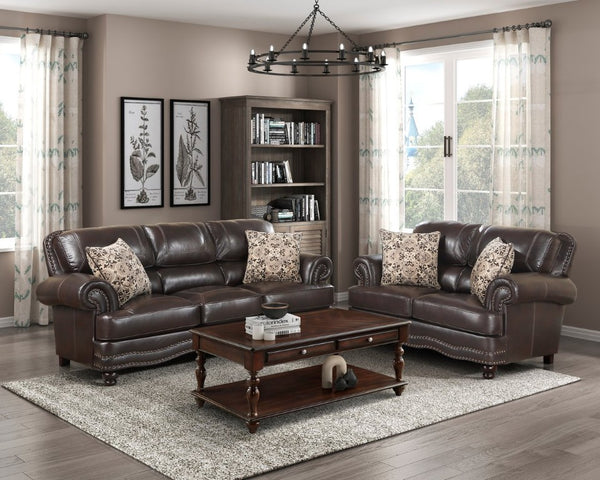 English Elm Sofa Faux Leather Traditional Rolled Arm Nailhead Trim Classic Living Room Seat B011P575987