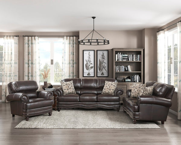 English Elm Sofa Faux Leather Traditional Rolled Arm Nailhead Trim Classic Living Room Seat B011P575987