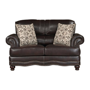 English Elm Love Seat Mid-Century Faux Leather Loveseat with Pocket Coil Support Tapered Legs Brown 65.5 L x 43 W x 39 H B011P575988