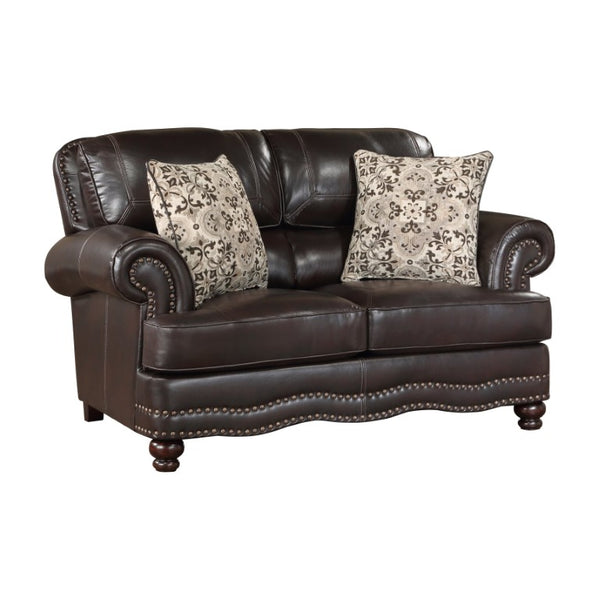 English Elm Love Seat Mid-Century Faux Leather Loveseat with Pocket Coil Support Tapered Legs Brown 65.5 L x 43 W x 39 H B011P575988