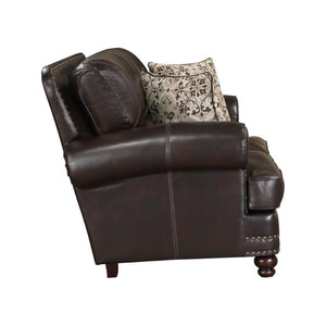 English Elm Love Seat Mid-Century Faux Leather Loveseat with Pocket Coil Support Tapered Legs Brown 65.5 L x 43 W x 39 H B011P575988