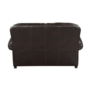 English Elm Love Seat Mid-Century Faux Leather Loveseat with Pocket Coil Support Tapered Legs Brown 65.5 L x 43 W x 39 H B011P575988