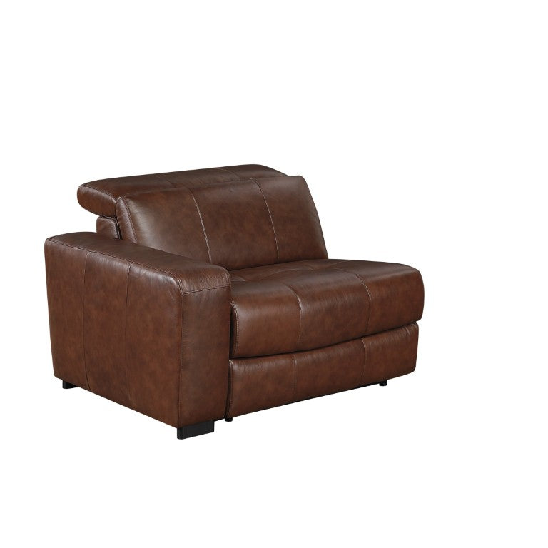 English Elm Power Recliner Left Sectional Module Top Grain Leather with Motorized Headrest USB Ports B011P575994