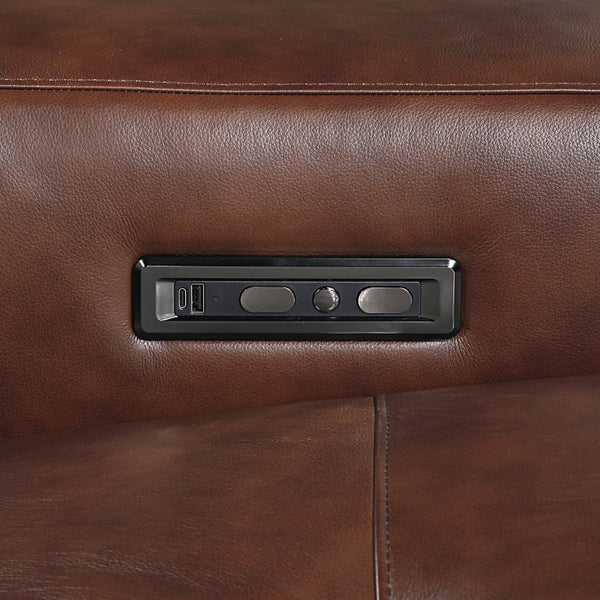 English Elm Power Recliner Left Sectional Module Top Grain Leather with Motorized Headrest USB Ports B011P575994