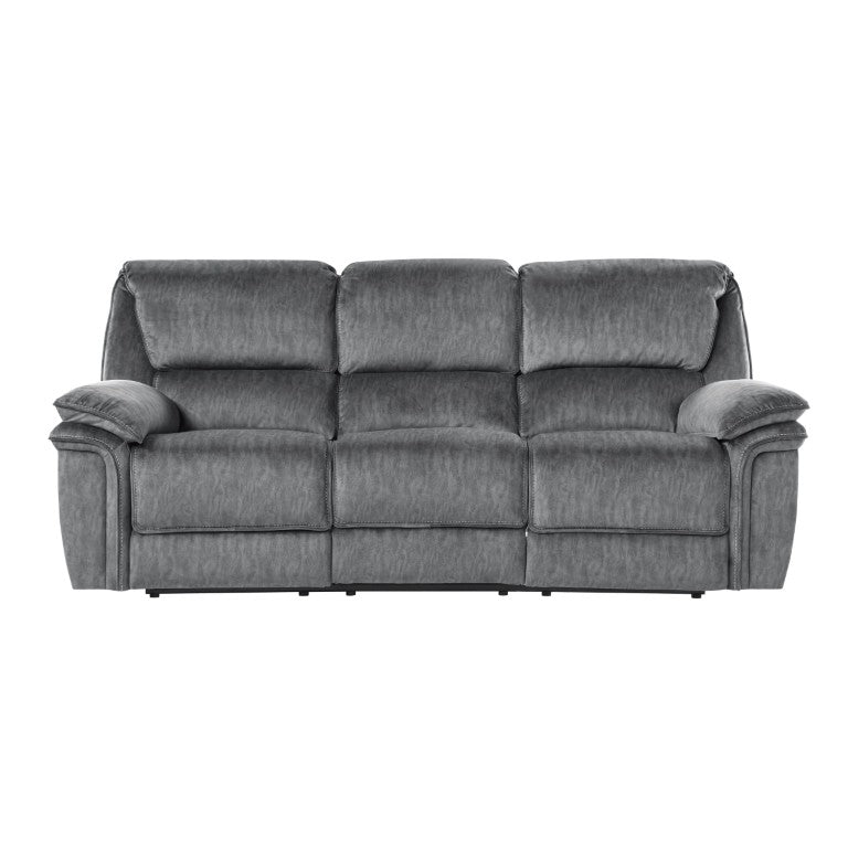 English Elm Double Reclining Sofa with Pillow Top Arms and Microfiber Upholstery for Media Rooms B011P575998