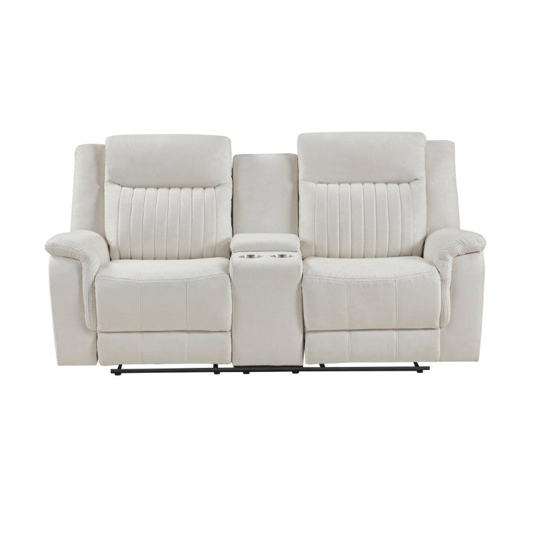 English Elm Double Reclining Loveseat with Center Console Pocket Coil Microfiber Living Room Sofa B011P576002