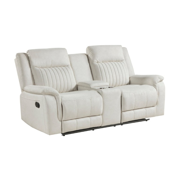 English Elm Double Reclining Loveseat with Center Console Pocket Coil Microfiber Living Room Sofa B011P576002