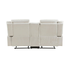 English Elm Double Reclining Loveseat with Center Console Pocket Coil Microfiber Living Room Sofa B011P576002