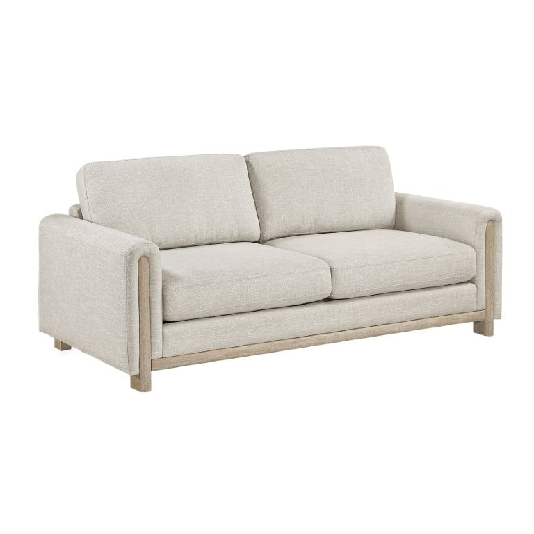 English Elm Sofa Upholstered in Neutral Textured Polyester with Solid Wood Frame and Pocket Coil Support B011P576006