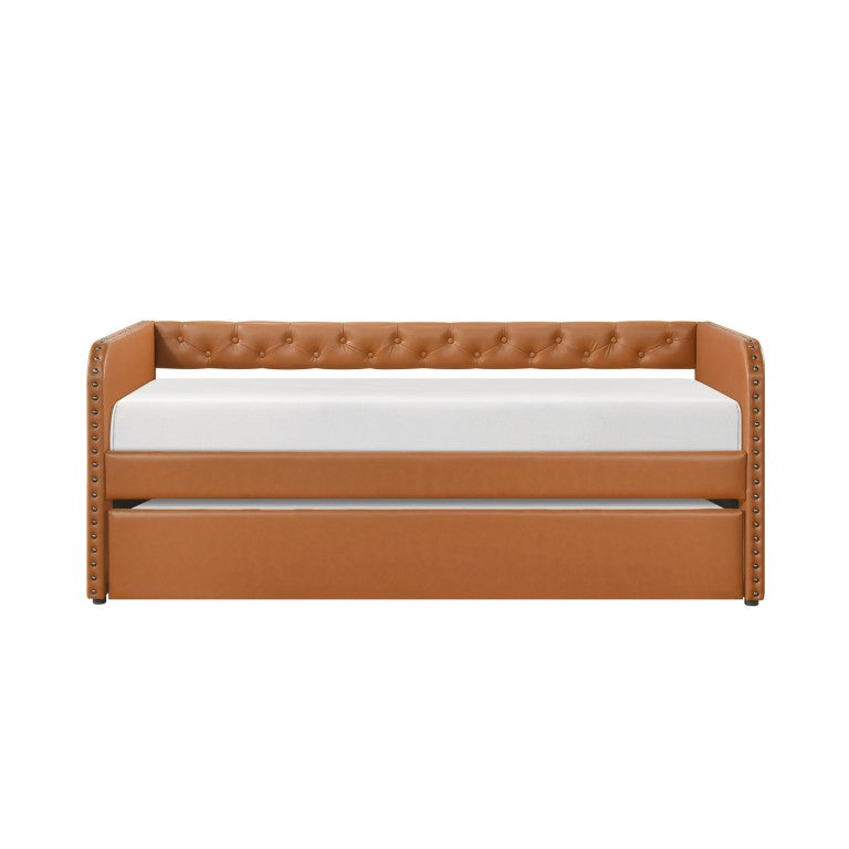 English Elm Modern Faux Leather Daybed with Pull Out Trundle Tufted Nailhead Guest Bedroom B011P576104