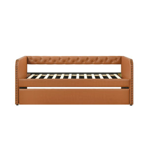 English Elm Modern Faux Leather Daybed with Pull Out Trundle Tufted Nailhead Guest Bedroom B011P576104