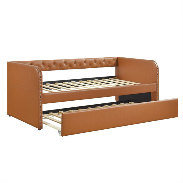 English Elm Modern Faux Leather Daybed with Pull Out Trundle Tufted Nailhead Guest Bedroom B011P576104
