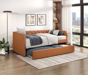 English Elm Modern Faux Leather Daybed with Pull Out Trundle Tufted Nailhead Guest Bedroom B011P576104
