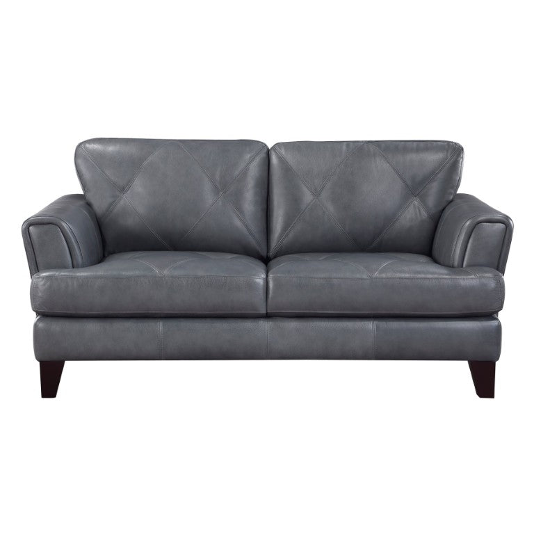 English Elm Love Seat Top Grain Leather Loveseat Modern European Track Arm Design for Living Room B011P576106
