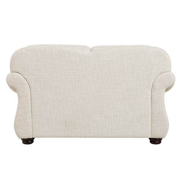 English Elm Love Seat Nailhead Trim Bun Feet Beige Textured Fabric Traditional Living Room Loveseat B011P576108