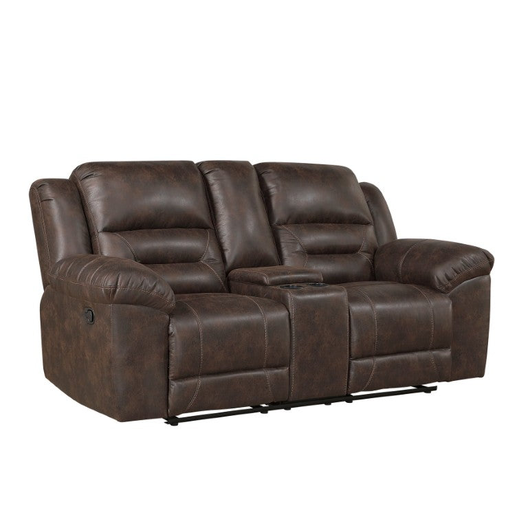 English Elm Double Reclining Loveseat with Center Console Microfiber Plush Media Room Seating B011P576121