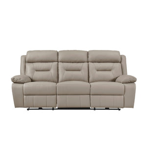 English Elm Double Reclining Sofa with Nailhead Trim Dacron Foam Seating for Modern Living Coffee Leather B011P576123