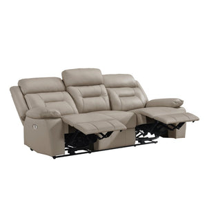 English Elm Double Reclining Sofa with Nailhead Trim Dacron Foam Seating for Modern Living Coffee Leather B011P576123