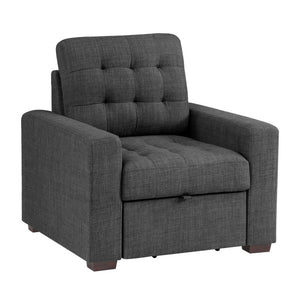 English Elm Chair with Built-In Pull-Out Ottoman Tufted Fabric Lounge Seat for Living Room B011P576126