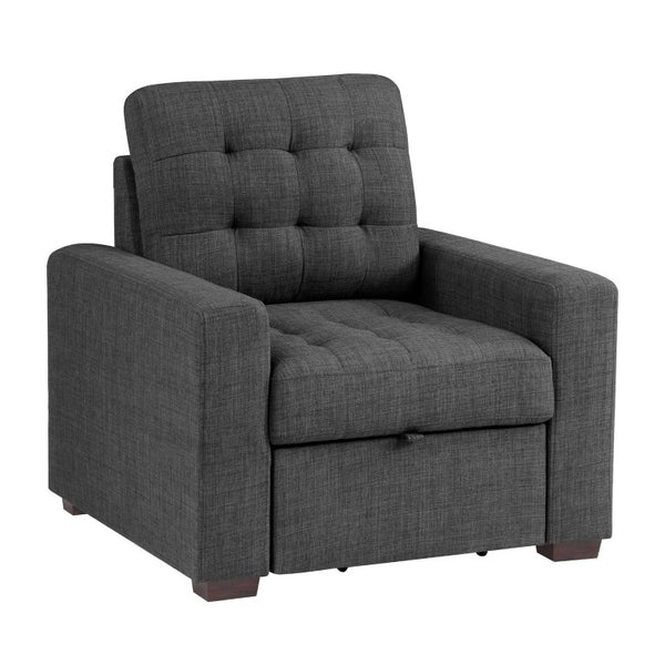 English Elm Chair with Built-In Pull-Out Ottoman Tufted Fabric Lounge Seat for Living Room B011P576126