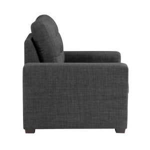 English Elm Chair with Built-In Pull-Out Ottoman Tufted Fabric Lounge Seat for Living Room B011P576126