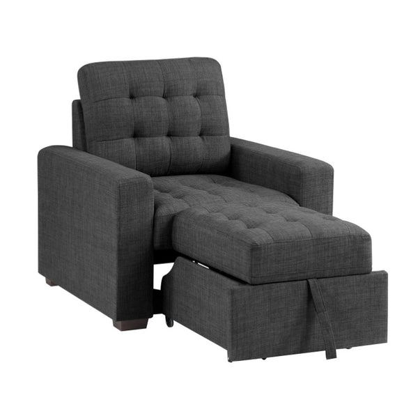 English Elm Chair with Built-In Pull-Out Ottoman Tufted Fabric Lounge Seat for Living Room B011P576126
