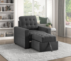 English Elm Chair with Built-In Pull-Out Ottoman Tufted Fabric Lounge Seat for Living Room B011P576126