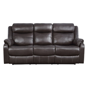 English Elm Power Reclining Sofa with Massage Heated Seating Wireless Charging and Wall Hugger Design Dark Brown Fabric B011P576127