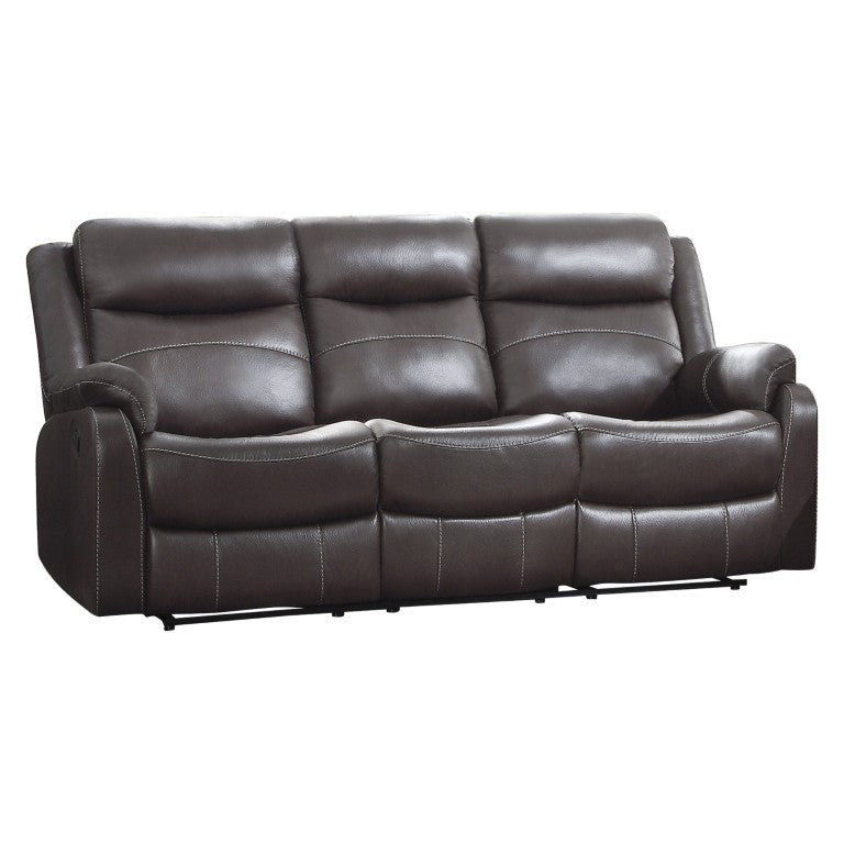 English Elm Power Reclining Sofa with Massage Heated Seating Wireless Charging and Wall Hugger Design Dark Brown Fabric B011P576127