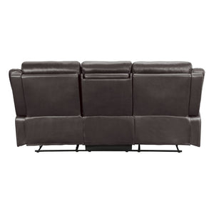 English Elm Power Reclining Sofa with Massage Heated Seating Wireless Charging and Wall Hugger Design Dark Brown Fabric B011P576127