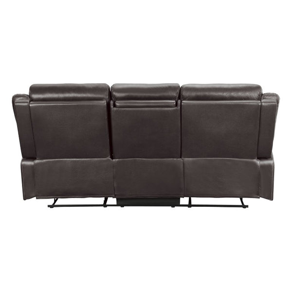 English Elm Power Reclining Sofa with Massage Heated Seating Wireless Charging and Wall Hugger Design Dark Brown Fabric B011P576127