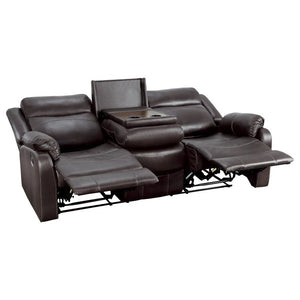 English Elm Power Reclining Sofa with Massage Heated Seating Wireless Charging and Wall Hugger Design Dark Brown Fabric B011P576127