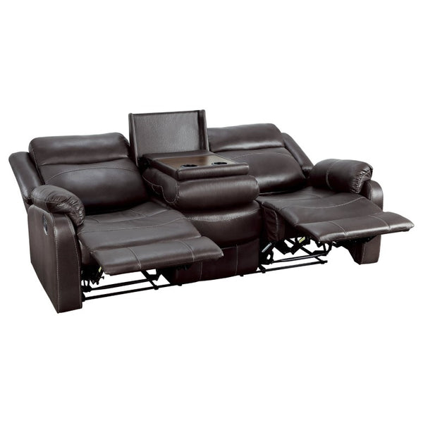 English Elm Power Reclining Sofa with Massage Heated Seating Wireless Charging and Wall Hugger Design Dark Brown Fabric B011P576127