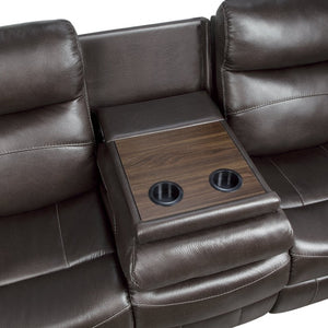 English Elm Power Reclining Sofa with Massage Heated Seating Wireless Charging and Wall Hugger Design Dark Brown Fabric B011P576127