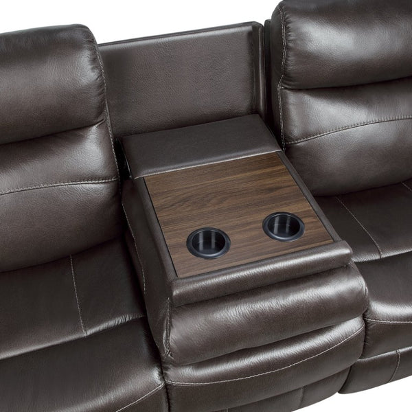 English Elm Power Reclining Sofa with Massage Heated Seating Wireless Charging and Wall Hugger Design Dark Brown Fabric B011P576127