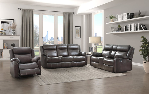 English Elm Power Reclining Sofa with Massage Heated Seating Wireless Charging and Wall Hugger Design Dark Brown Fabric B011P576127