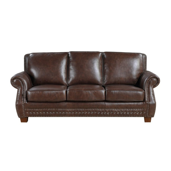 English Elm Power Reclining Sofa with Massage Heated Seating Wireless Charging and Wall Hugger Design Brown Leather B011P576136