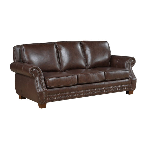 English Elm Power Reclining Sofa with Massage Heated Seating Wireless Charging and Wall Hugger Design Brown Leather B011P576136