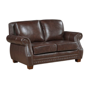 English Elm Love Seat Top Grain Leather Loveseat with Nailhead Trim Traditional Living Room B011P576137