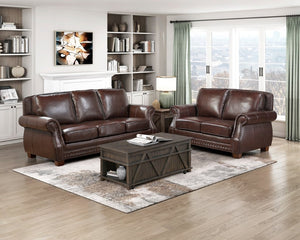 English Elm Love Seat Top Grain Leather Loveseat with Nailhead Trim Traditional Living Room B011P576137