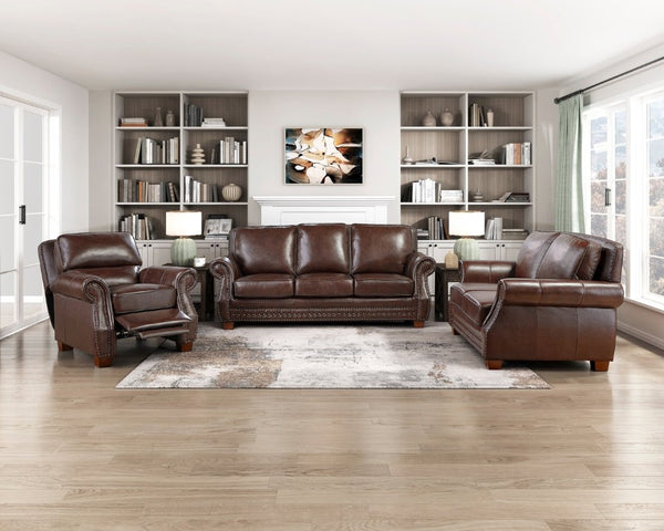 English Elm Love Seat Top Grain Leather Loveseat with Nailhead Trim Traditional Living Room B011P576137